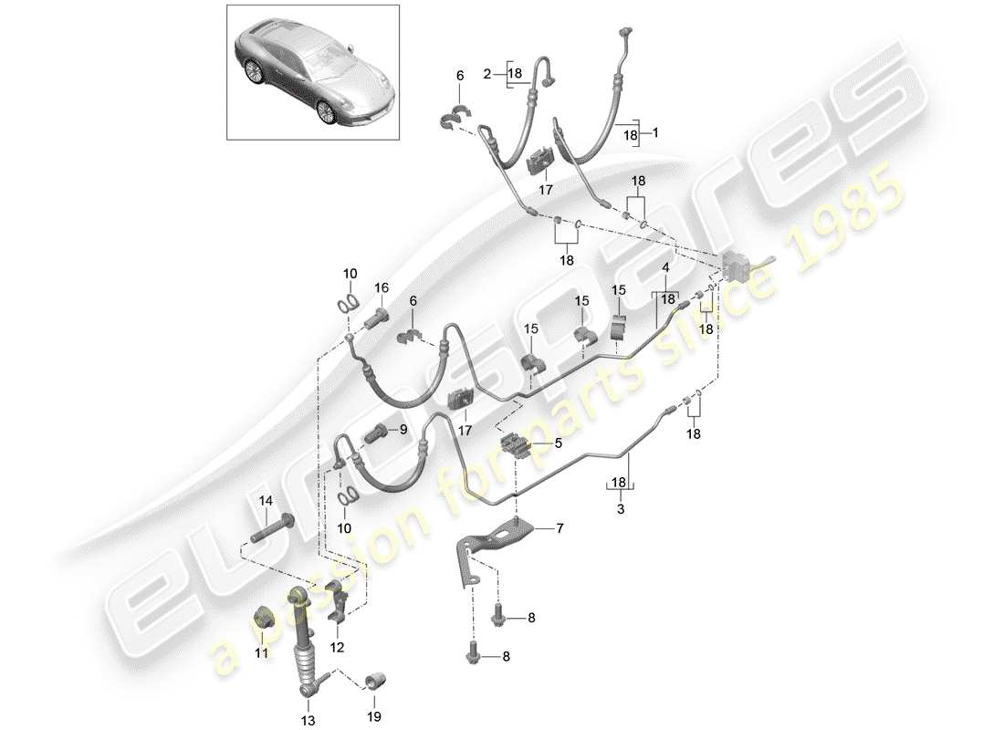 Porsche 991 Gen. 2 (2017) hydraulic line Part Diagram