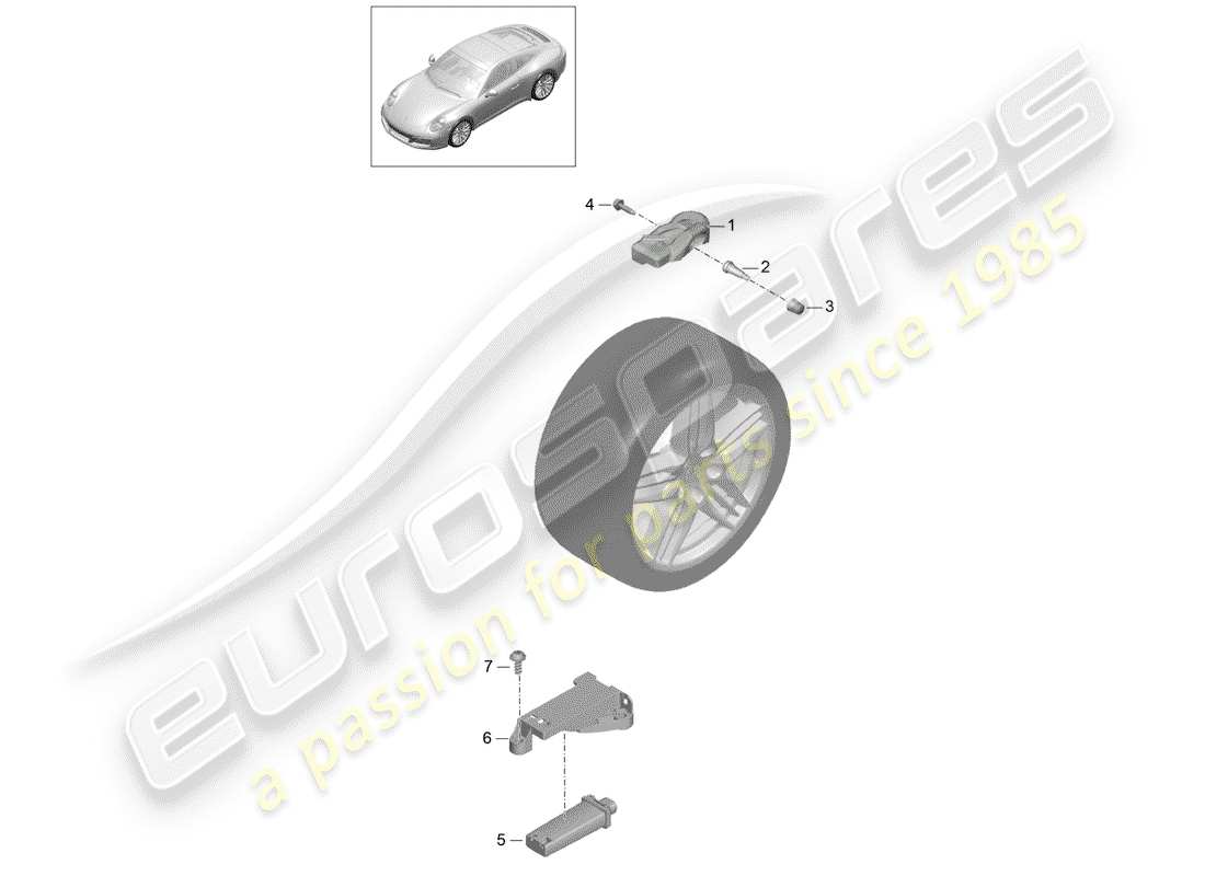 Porsche 991 Gen. 2 (2017) TIRE PRESSURE CONTROL SYSTEM Part Diagram