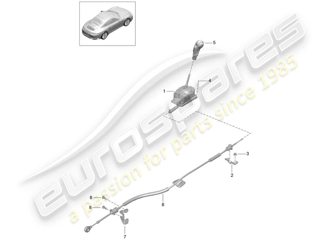 Porsche 991 Gen. 2 (2017) selector lever Part Diagram