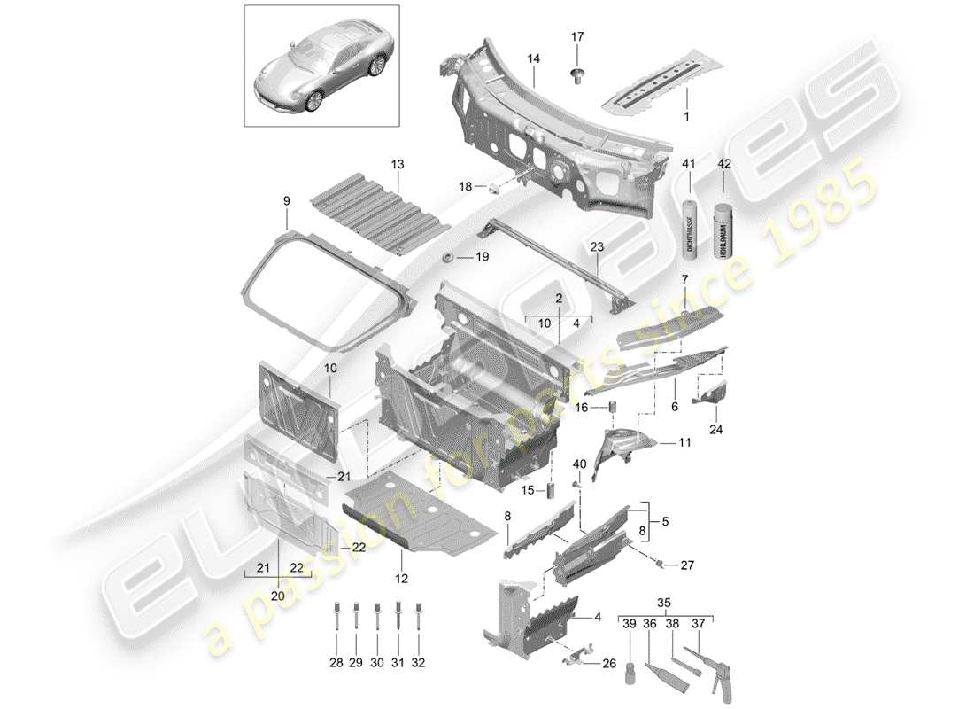 Porsche 991 Gen. 2 (2017) front end Part Diagram