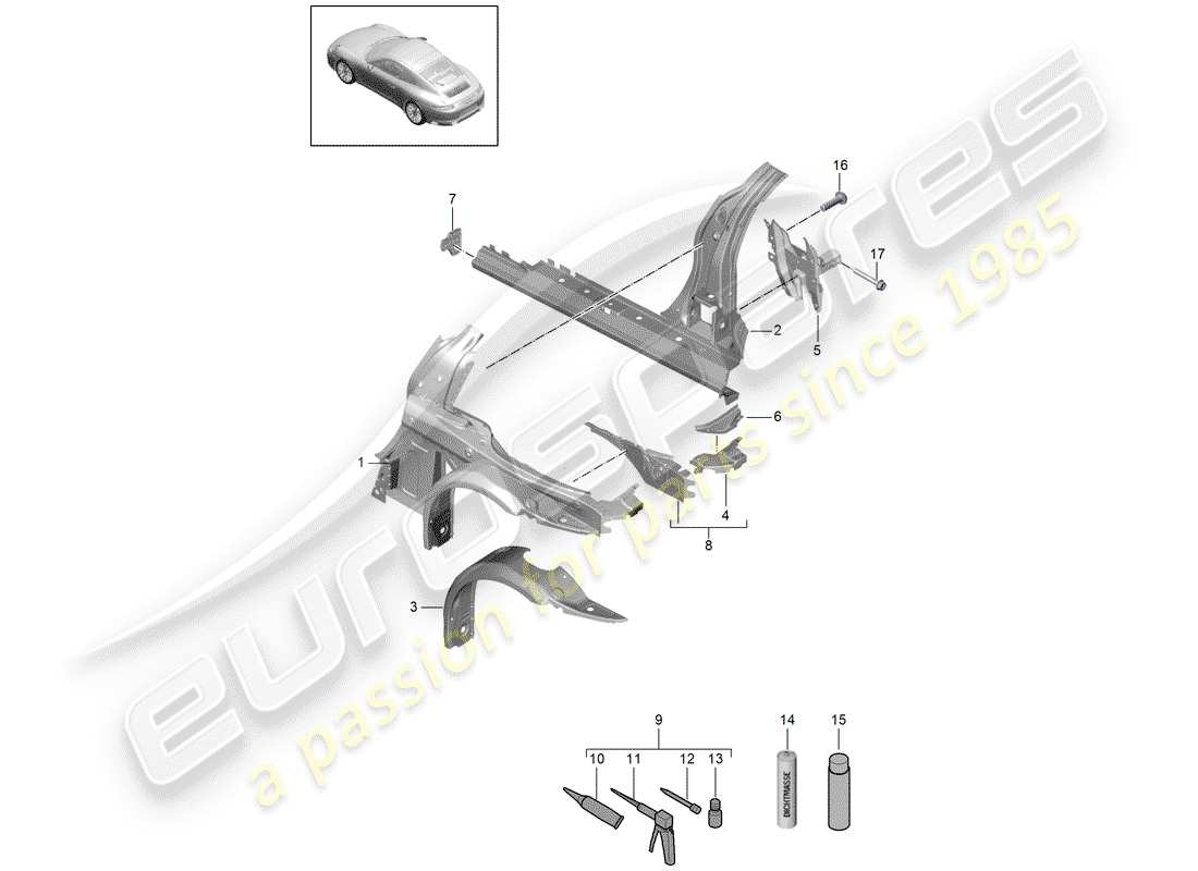 Porsche 991 Gen. 2 (2017) SIDE PANEL Part Diagram