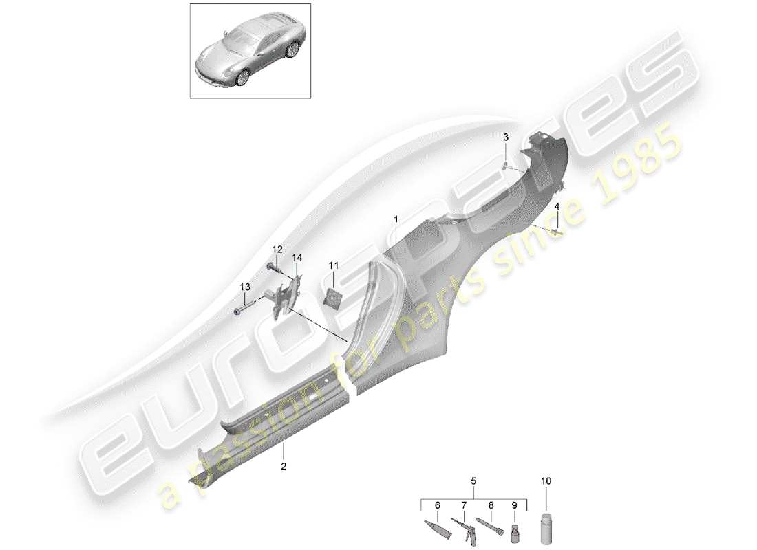 Porsche 991 Gen. 2 (2017) SIDE PANEL Part Diagram