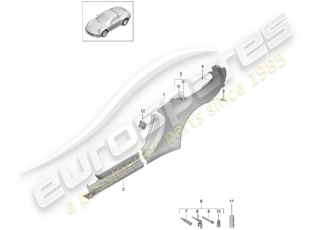 Porsche 991 Gen. 2 (2017) SIDE PANEL Part Diagram