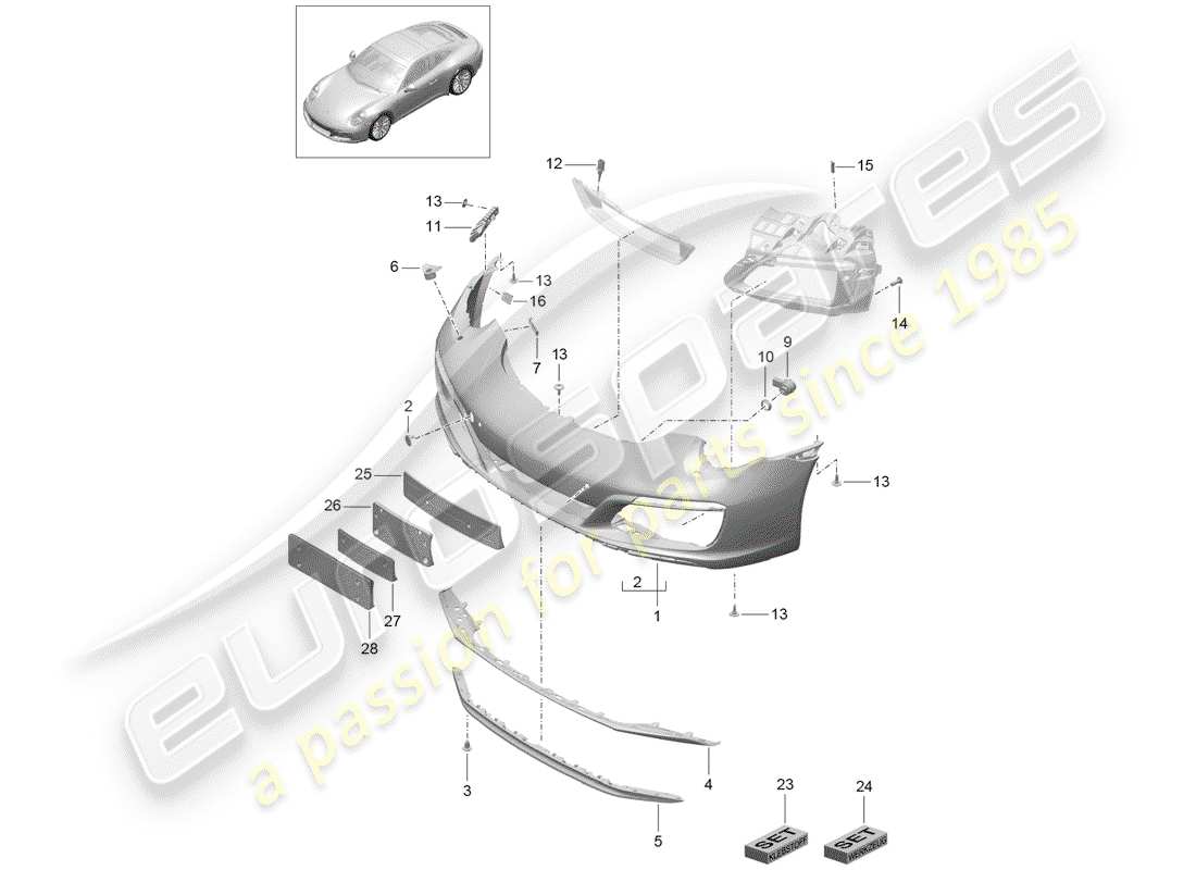 Porsche 991 Gen. 2 (2017) BUMPER Part Diagram