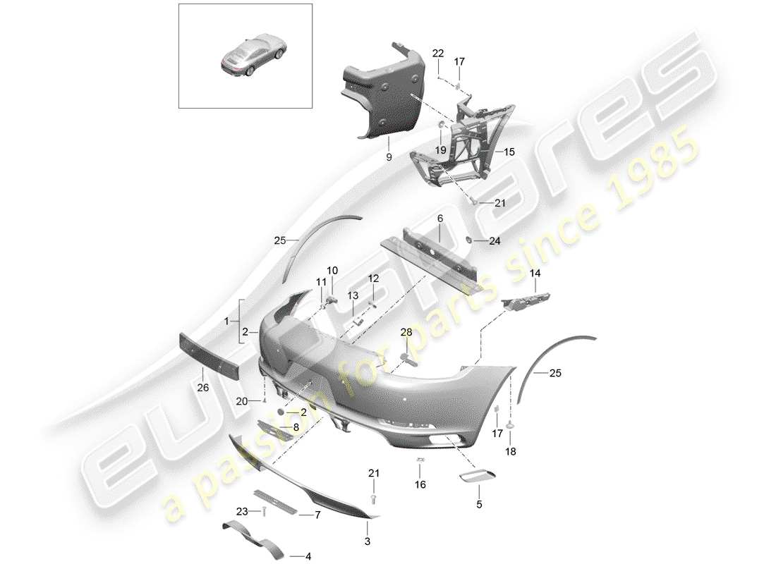 Porsche 991 Gen. 2 (2017) BUMPER Part Diagram