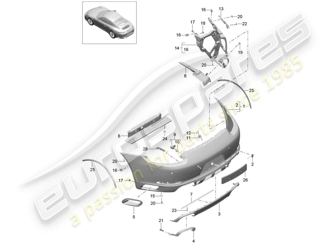 Porsche 991 Gen. 2 (2017) BUMPER Part Diagram