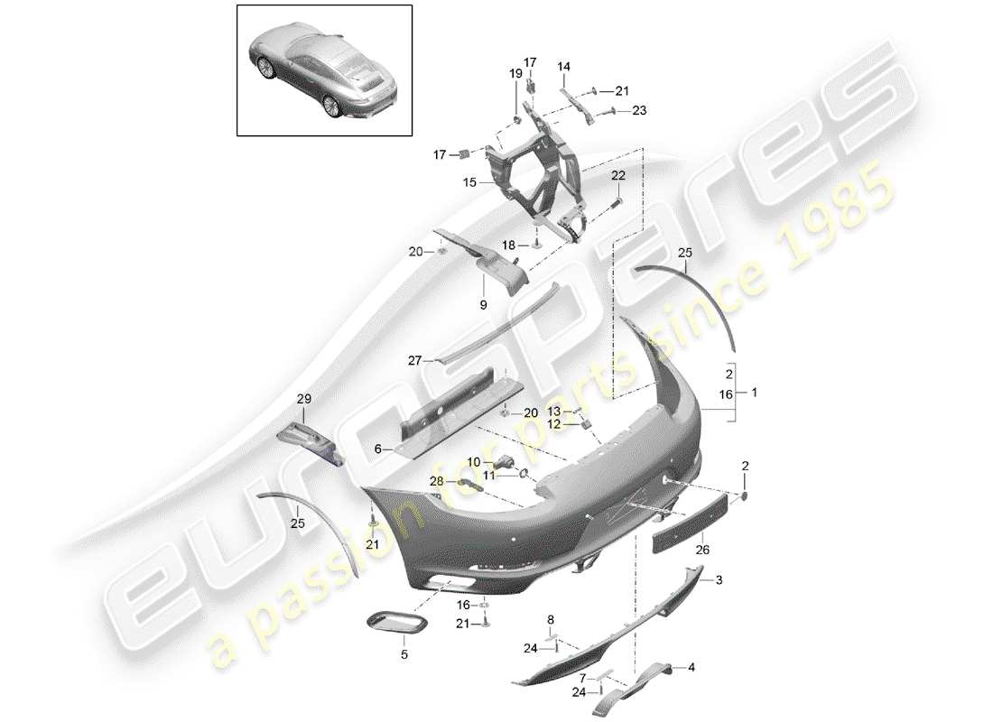 Porsche 991 Gen. 2 (2017) BUMPER Part Diagram