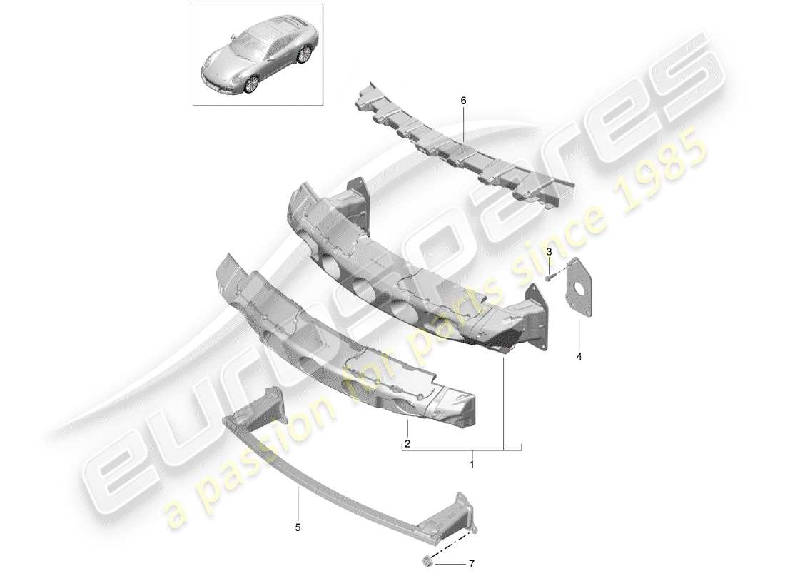 Porsche 991 Gen. 2 (2017) BUMPER BRACKET Part Diagram