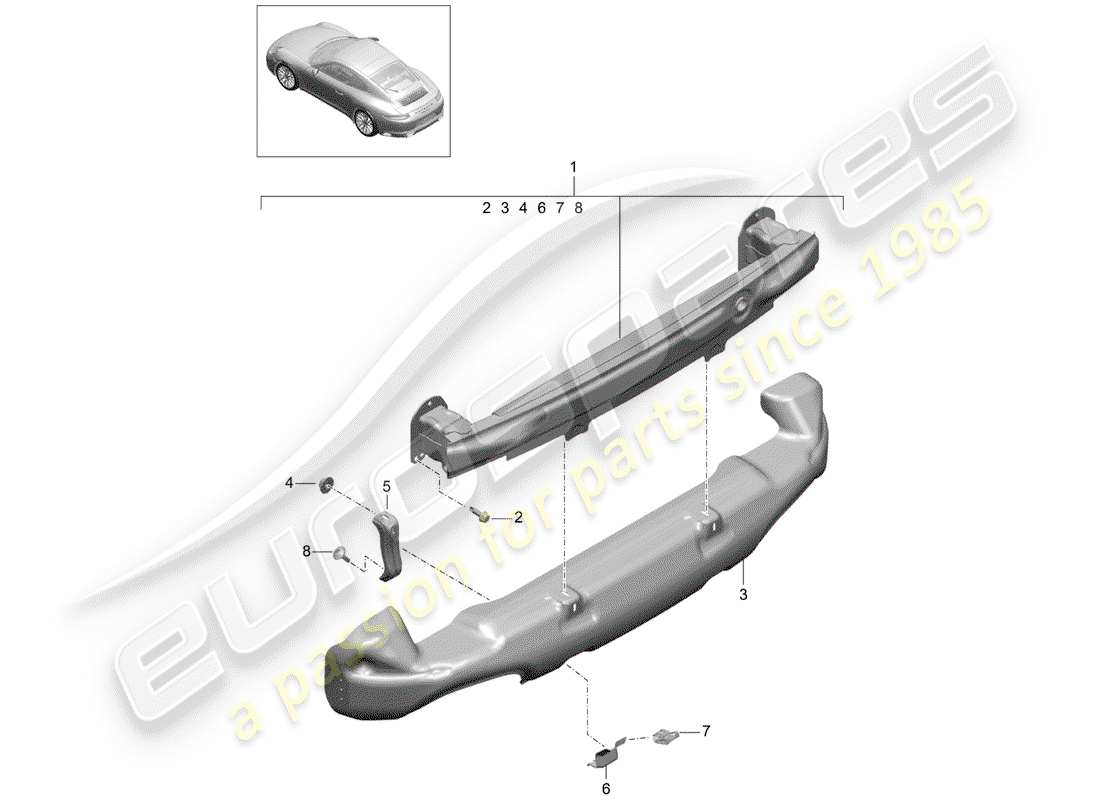 Porsche 991 Gen. 2 (2017) BUMPER BRACKET Part Diagram