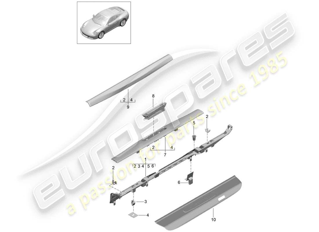 Porsche 991 Gen. 2 (2017) LINING Part Diagram