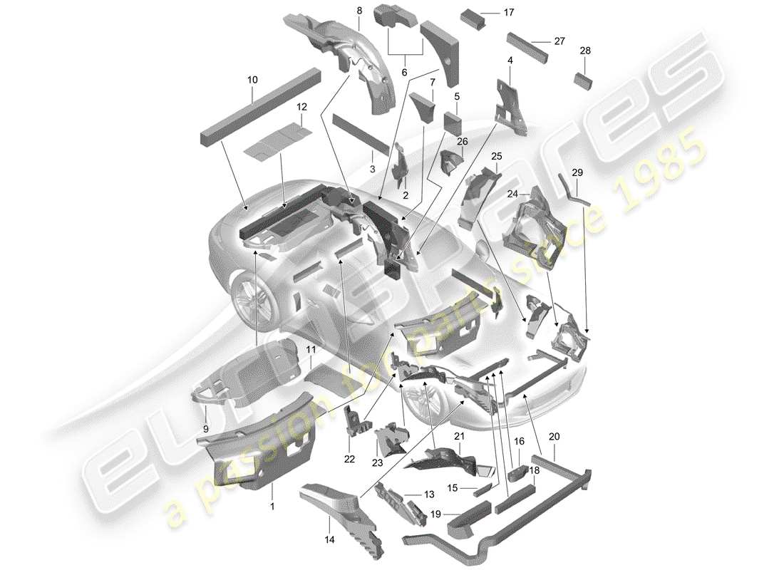 Porsche 991 Gen. 2 (2017) Body Shell Part Diagram