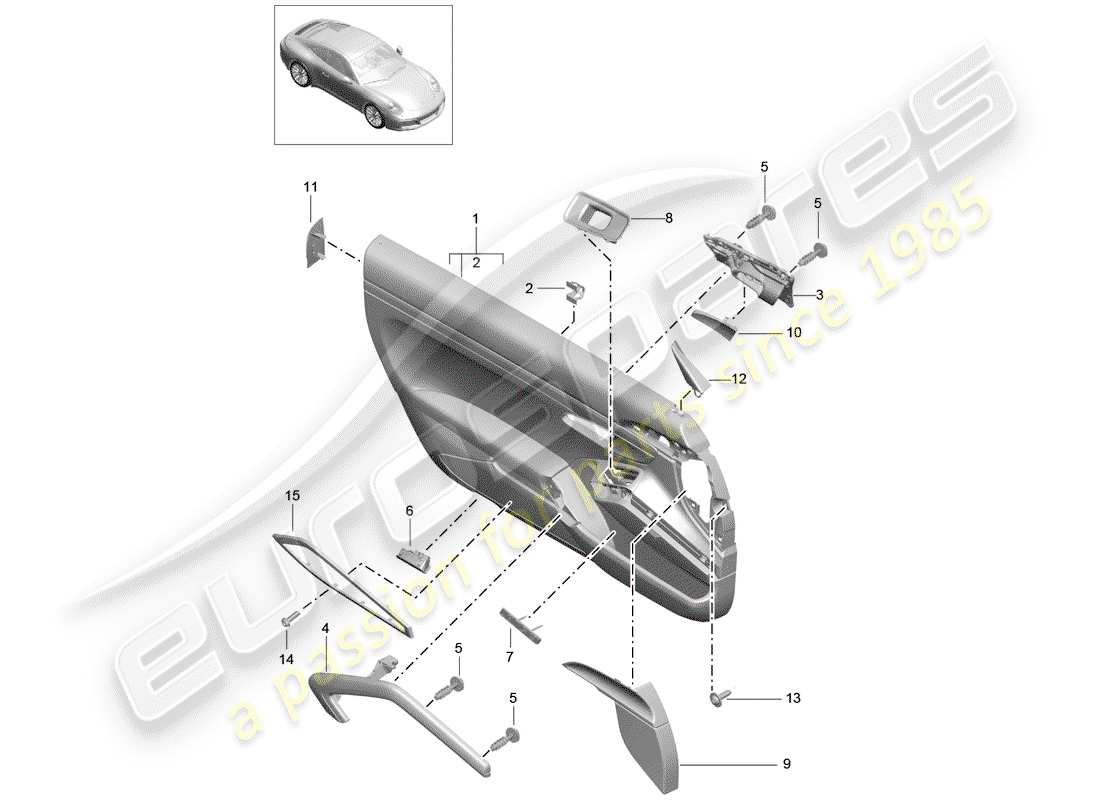 Porsche 991 Gen. 2 (2017) DOOR PANEL Part Diagram