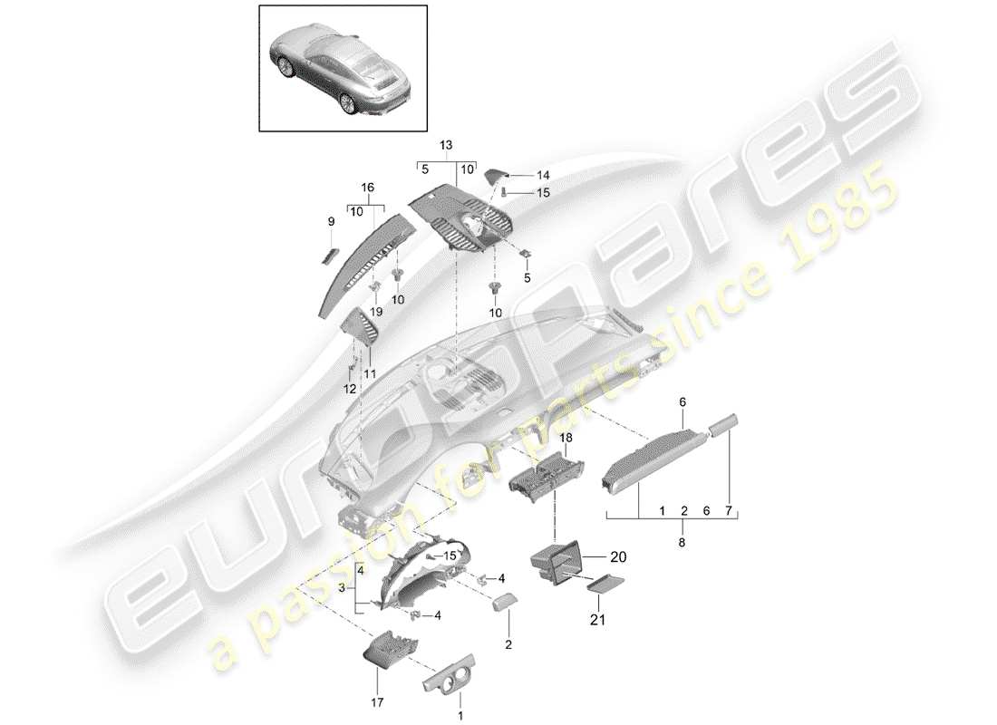 Porsche 991 Gen. 2 (2017) Accessories Part Diagram