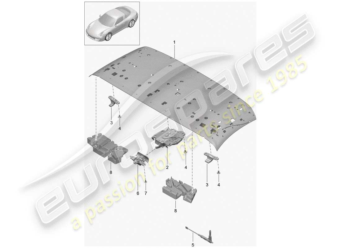 Porsche 991 Gen. 2 (2017) top frame Part Diagram