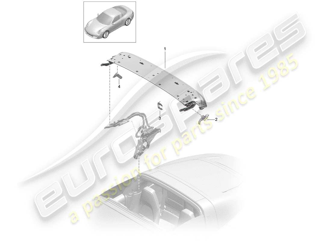 Porsche 991 Gen. 2 (2017) top frame Part Diagram