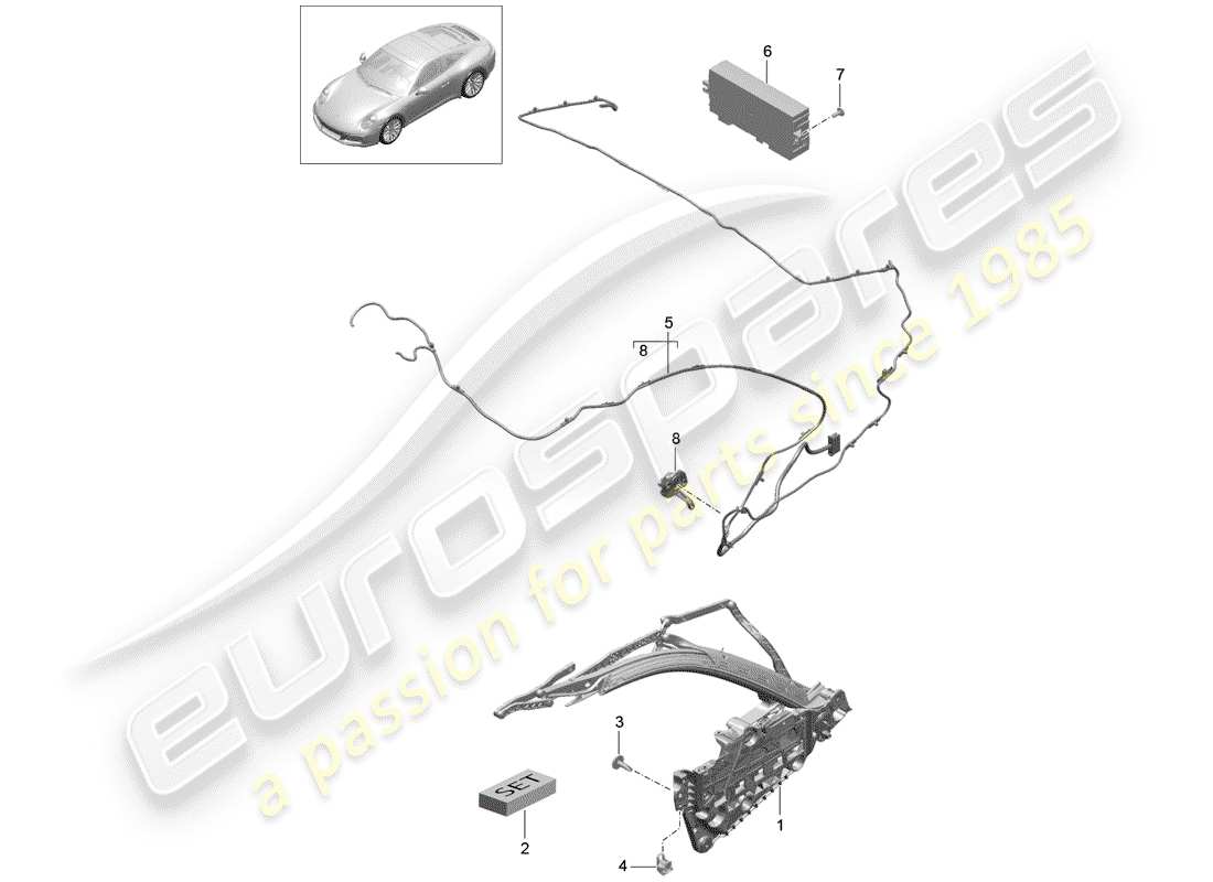 Porsche 991 Gen. 2 (2017) top frame Part Diagram