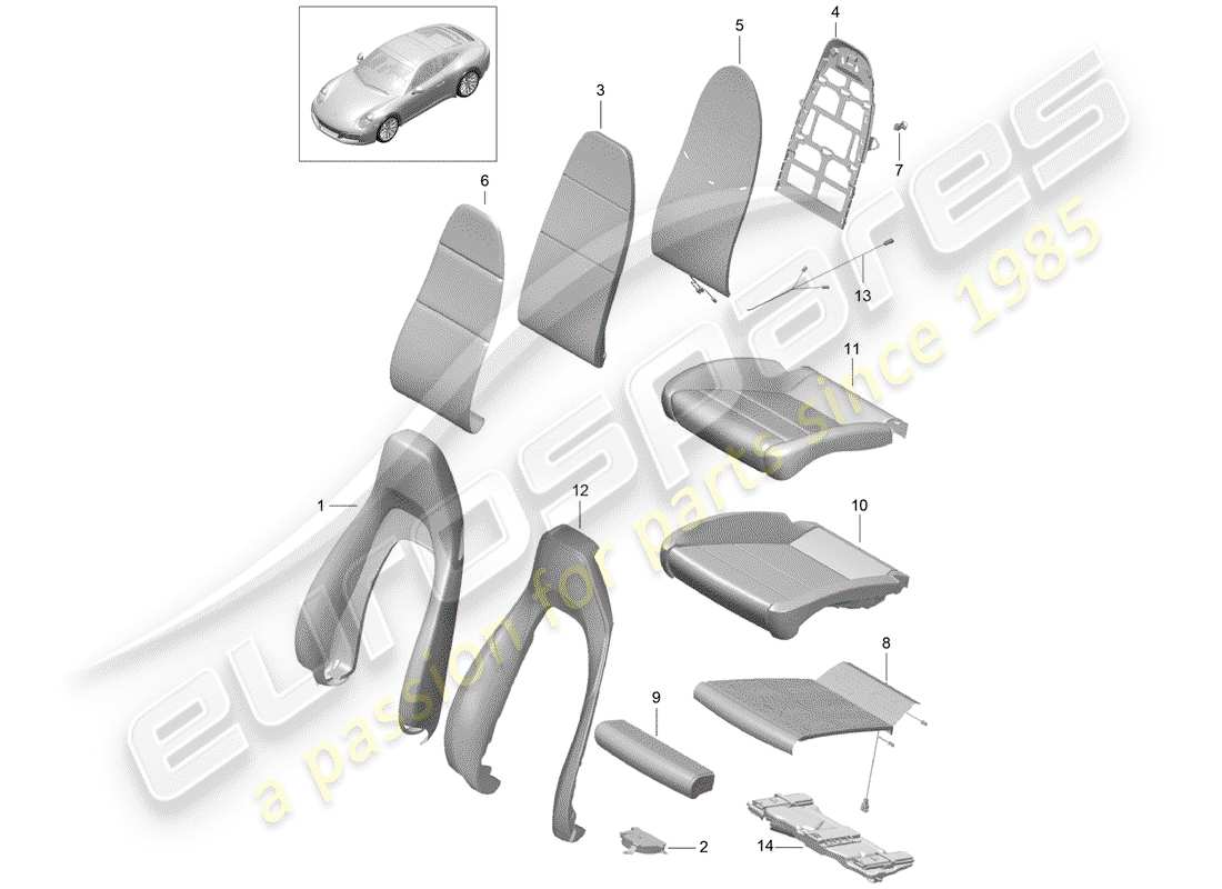 Porsche 991 Gen. 2 (2017) foam part Part Diagram