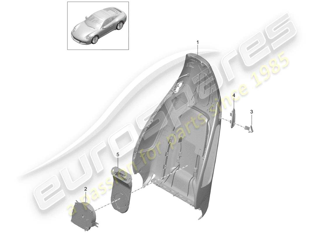 Porsche 991 Gen. 2 (2017) backrest shell Part Diagram
