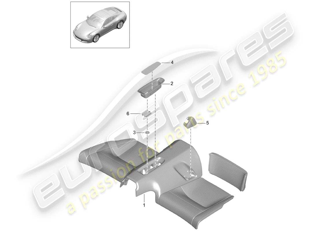 Porsche 991 Gen. 2 (2017) BACK SEAT CUSHION Part Diagram