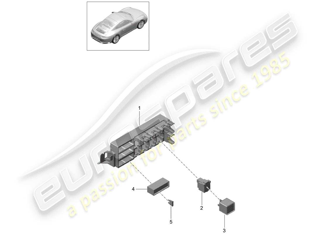 Porsche 991 Gen. 2 (2017) fuse box/relay plate Part Diagram