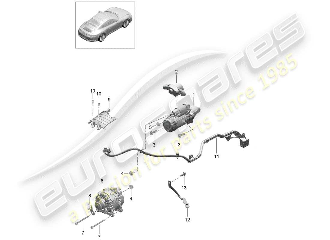 Porsche 991 Gen. 2 (2017) STARTER Part Diagram
