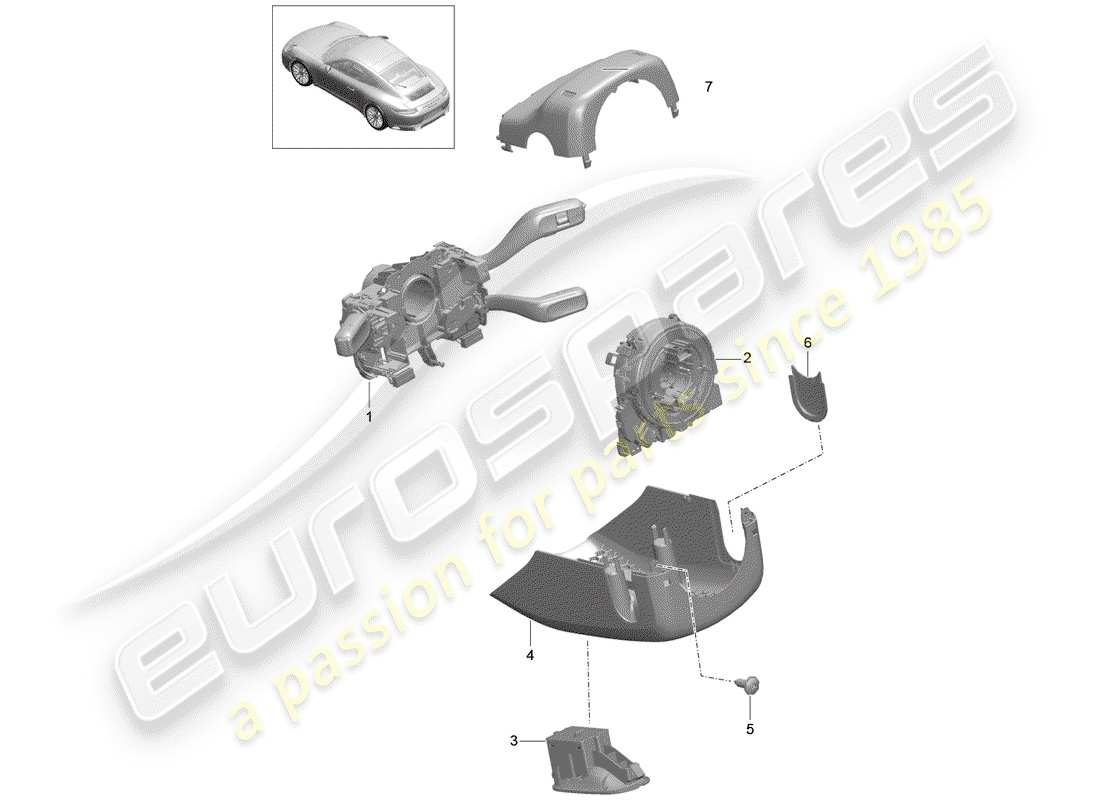 Porsche 991 Gen. 2 (2017) STEERING COLUMN SWITCH Part Diagram