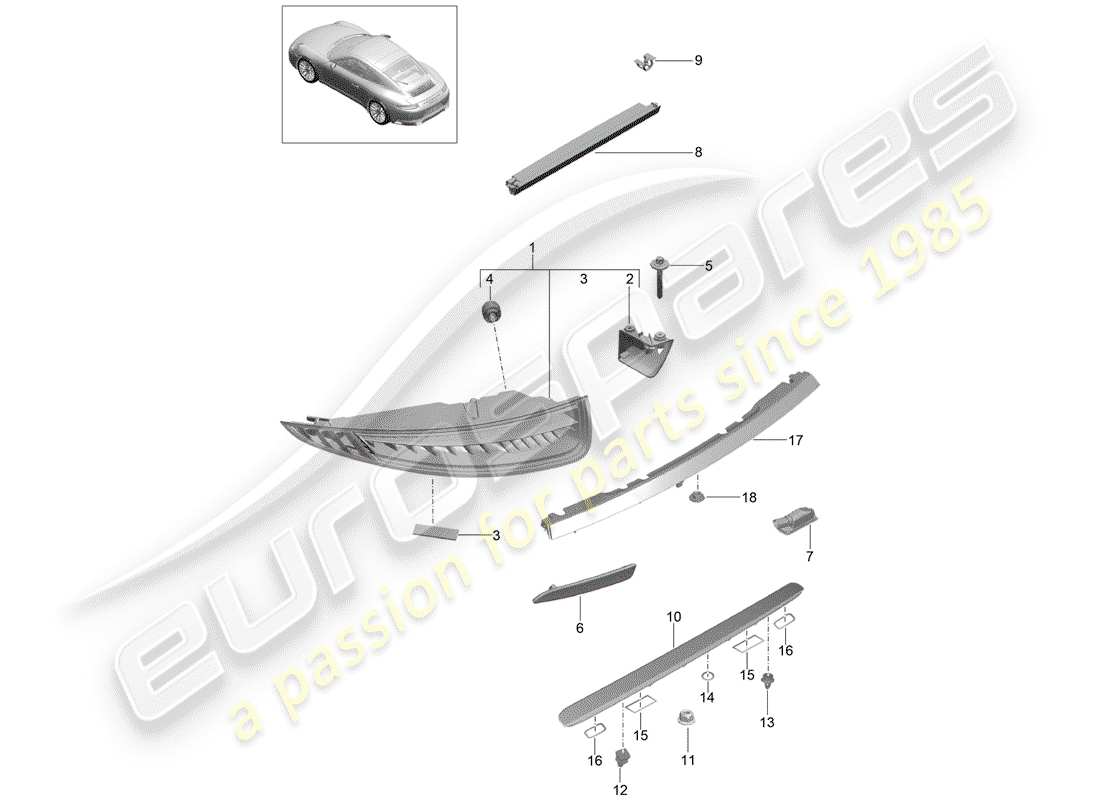 Porsche 991 Gen. 2 (2017) REAR LIGHT Part Diagram