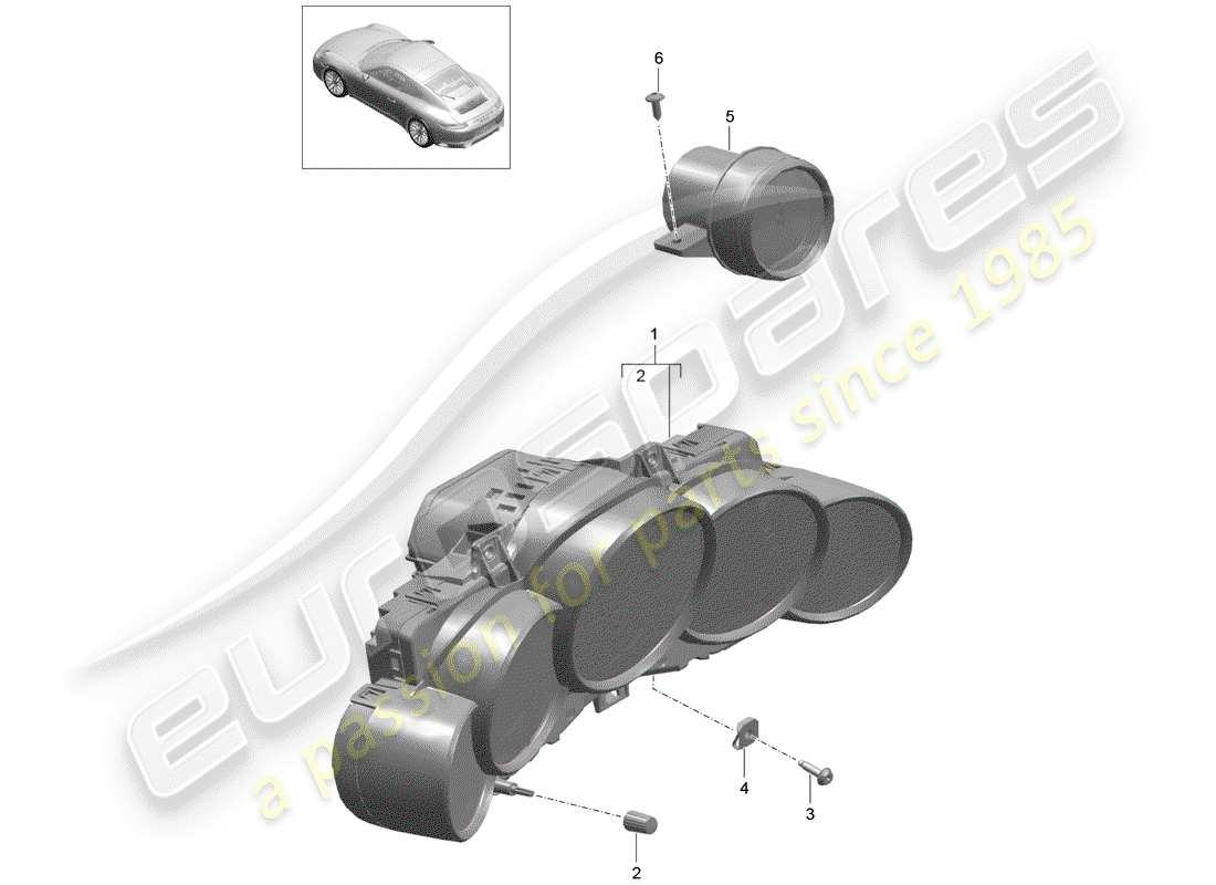 Porsche 991 Gen. 2 (2017) INSTRUMENT CLUSTER Part Diagram