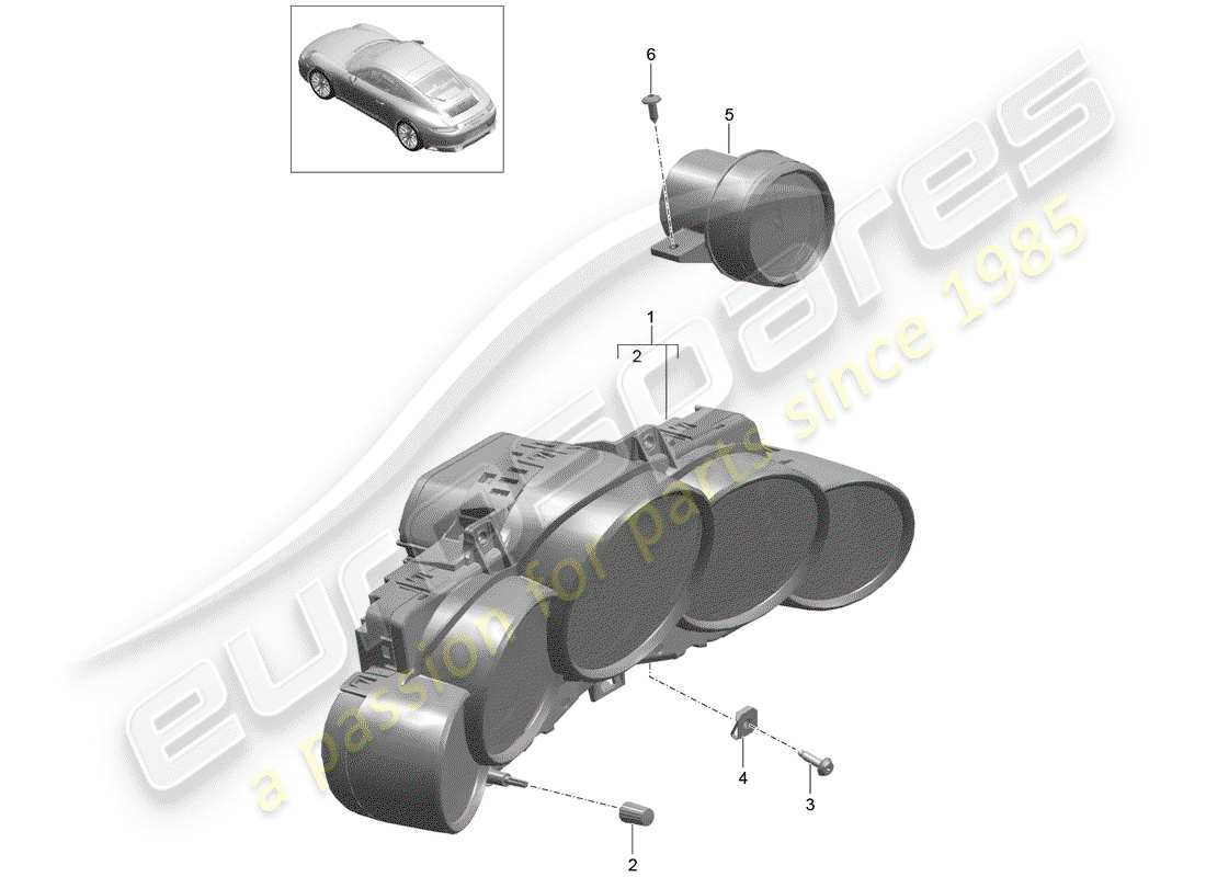 Porsche 991 Gen. 2 (2017) INSTRUMENT CLUSTER Part Diagram