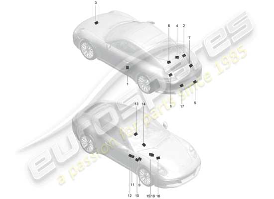 a part diagram from the Porsche 991 Gen. 2 parts catalogue