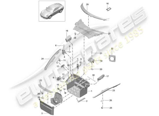 a part diagram from the Porsche 991 Gen. 2 parts catalogue