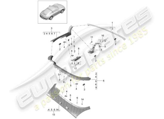 a part diagram from the Porsche 991 Gen. 2 parts catalogue