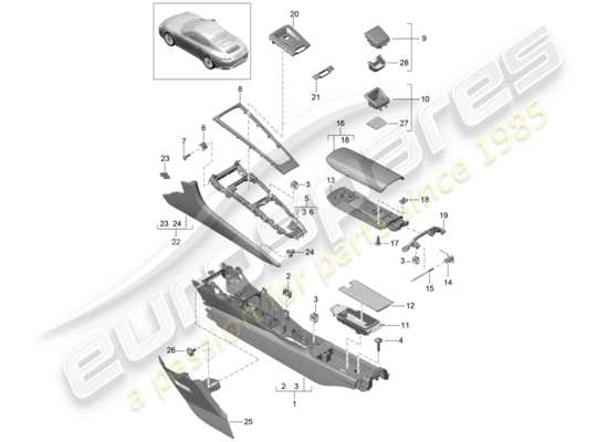 a part diagram from the Porsche 991 Gen. 2 parts catalogue