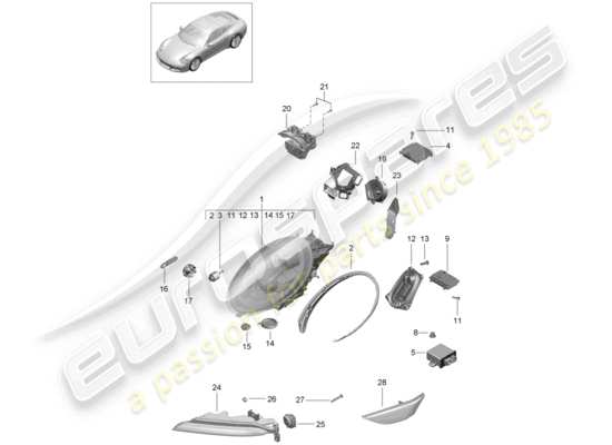 a part diagram from the Porsche 991 Gen. 2 (2017) parts catalogue