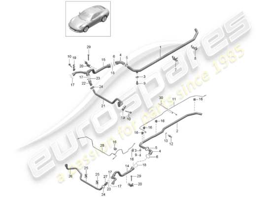 a part diagram from the Porsche 991 Gen. 2 parts catalogue