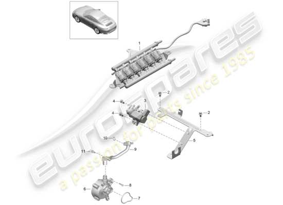 a part diagram from the Porsche 991 Gen. 2 parts catalogue