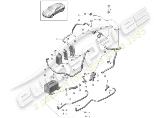 a part diagram from the Porsche 991 Gen. 2 parts catalogue