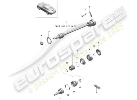 a part diagram from the Porsche 991 Gen. 2 parts catalogue