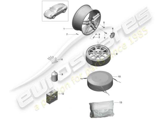 a part diagram from the Porsche 991 Gen. 2 parts catalogue