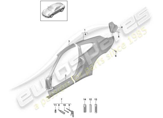 a part diagram from the Porsche 991 Gen. 2 (2018) parts catalogue