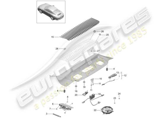 a part diagram from the Porsche 991 Gen. 2 parts catalogue