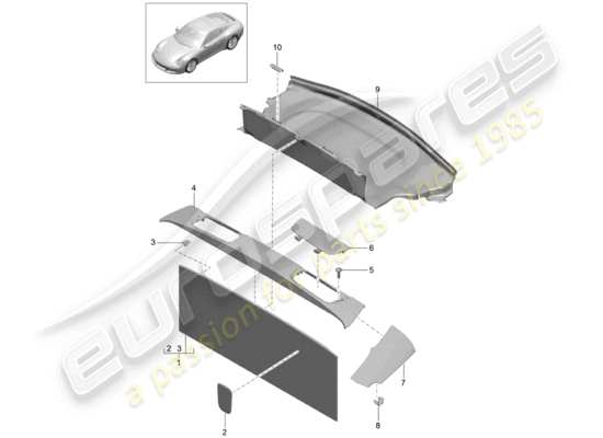 a part diagram from the Porsche 991 Gen. 2 parts catalogue