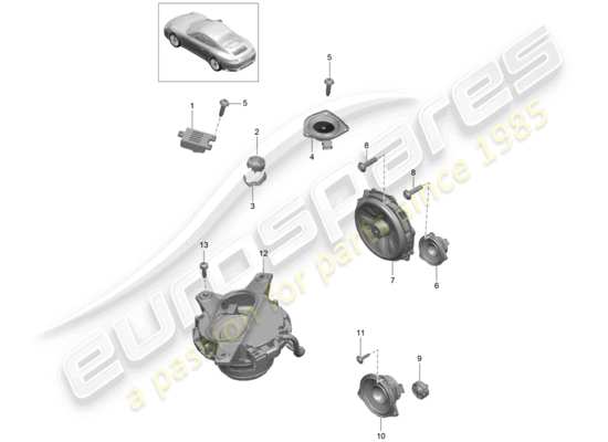 a part diagram from the Porsche 991 Gen. 2 (2018) parts catalogue