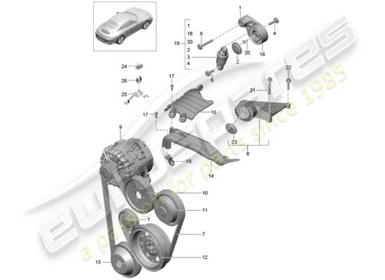 a part diagram from the Porsche 991 Gen. 2 parts catalogue