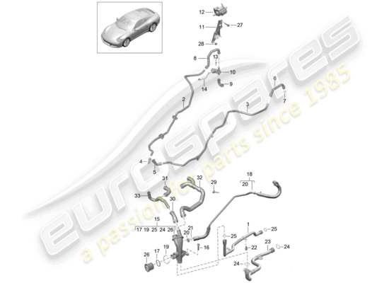 a part diagram from the Porsche 991 Gen. 2 parts catalogue