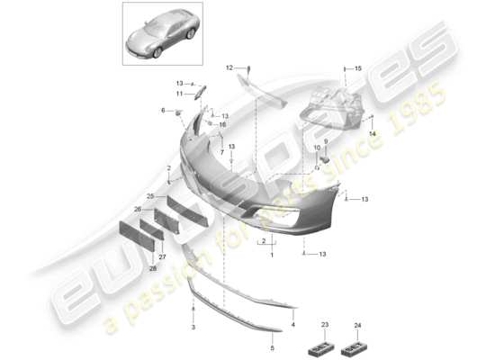 a part diagram from the Porsche 991 Gen. 2 parts catalogue