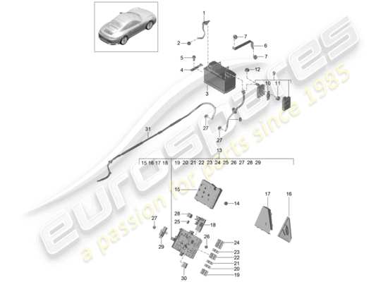 a part diagram from the Porsche 991 Gen. 2 (2019) parts catalogue