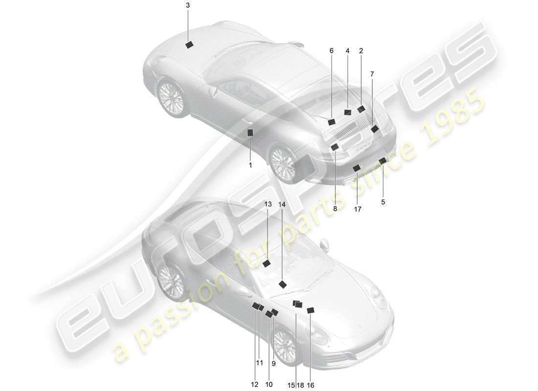 Porsche 991 Gen. 2 (2020) signs/notices Part Diagram