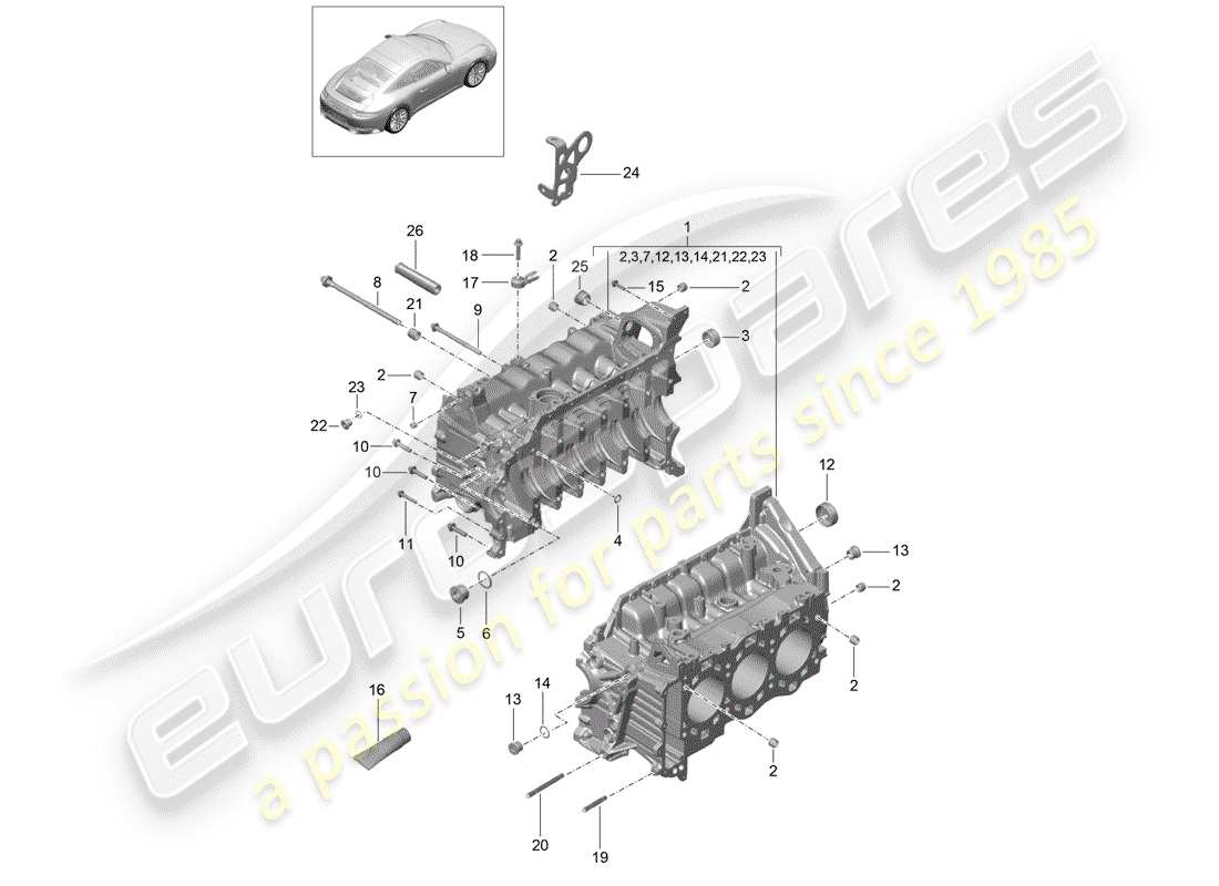 Porsche 991 Gen. 2 (2020) crankcase Part Diagram