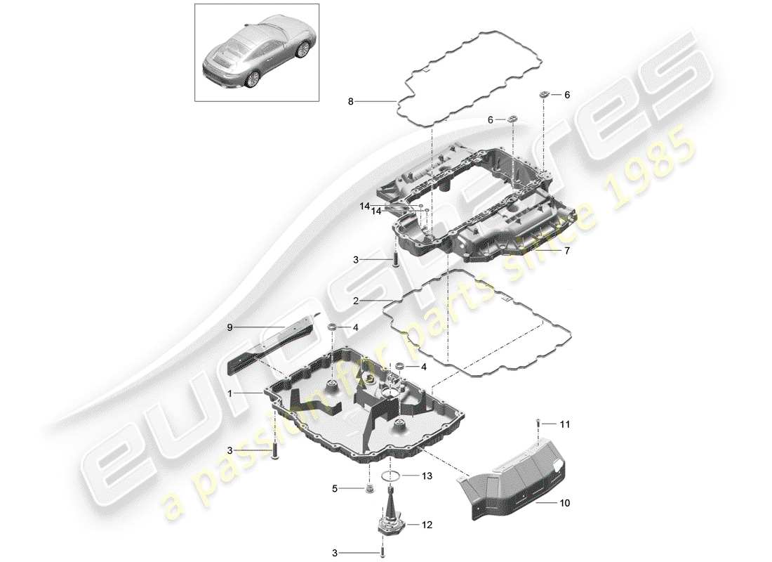Porsche 991 Gen. 2 (2020) OIL PAN Part Diagram
